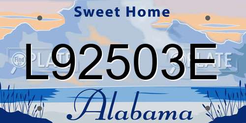 L92503E Alabama License Plate