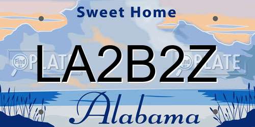 LA2B2Z Alabama License Plate