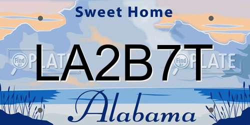 LA2B7T Alabama License Plate