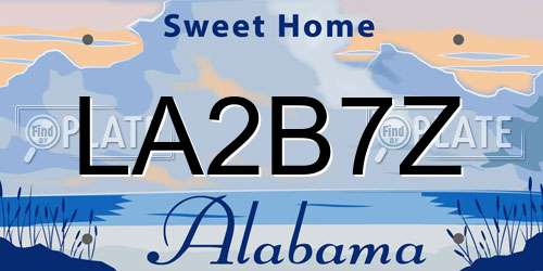 LA2B7Z Alabama License Plate
