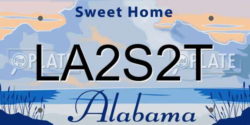 LA2S2T Alabama License Plate