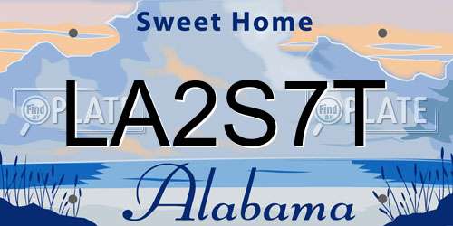 LA2S7T Alabama License Plate