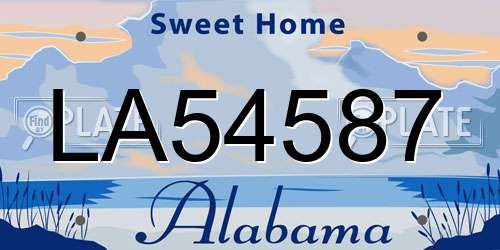 LA54587 Alabama License Plate