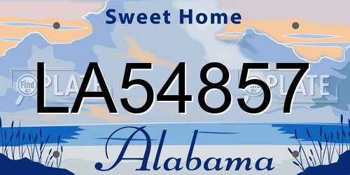 LA54857 Alabama License Plate