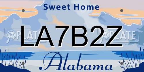 LA7B2Z Alabama License Plate