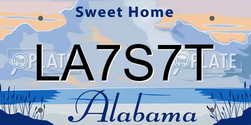 LA7S7T Alabama License Plate