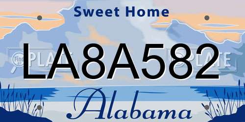 LA8A582 Alabama License Plate