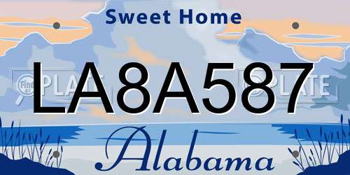 LA8A587 Alabama License Plate