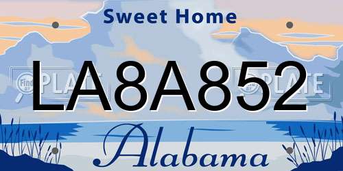 LA8A852 Alabama License Plate