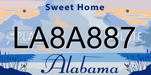 LA8A887 Alabama License Plate