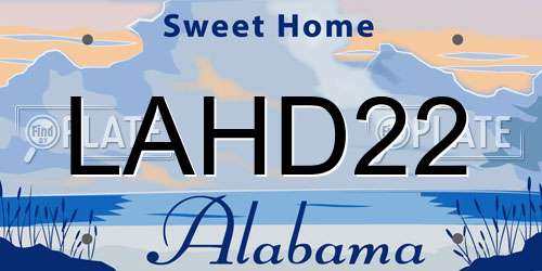 LAHD22 Alabama License Plate