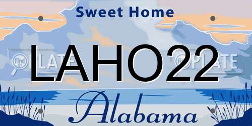 LAHO22 Alabama License Plate
