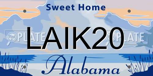 LAIK20 Alabama License Plate