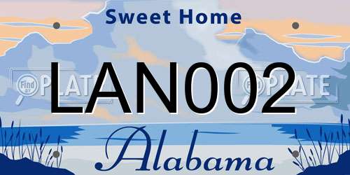 LAN002 Alabama License Plate