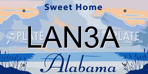 LAN3A Alabama License Plate