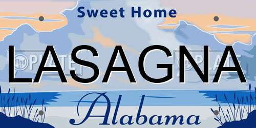 LASAGNA Alabama License Plate