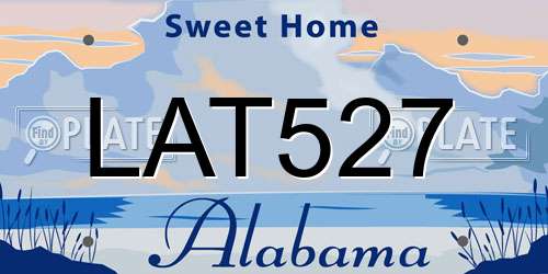 LAT527 Alabama License Plate
