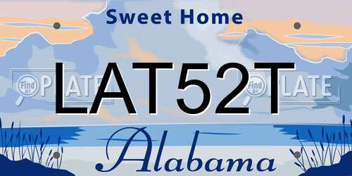 LAT52T Alabama License Plate
