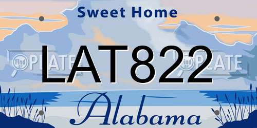 LAT822 Alabama License Plate