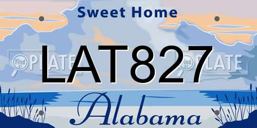 LAT827 Alabama License Plate