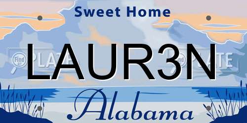 LAUR3N Alabama License Plate