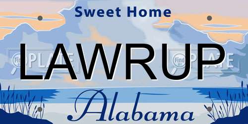 LAWRUP Alabama License Plate