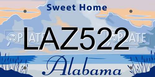 LAZ522 Alabama License Plate