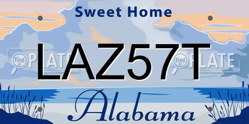 LAZ57T Alabama License Plate
