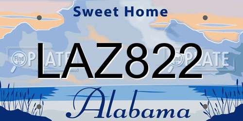 LAZ822 Alabama License Plate