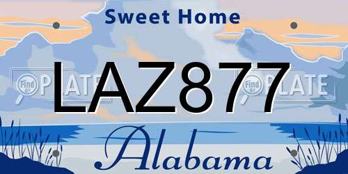 LAZ877 Alabama License Plate