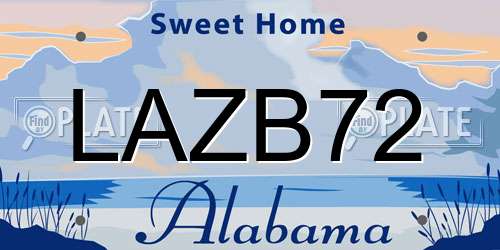 LAZB72 Alabama License Plate