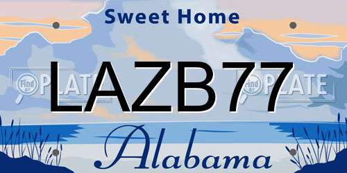 LAZB77 Alabama License Plate