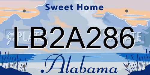 LB2A286 Alabama License Plate