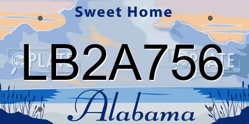 LB2A756 Alabama License Plate