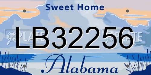 LB32256 Alabama License Plate