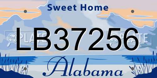 LB37256 Alabama License Plate