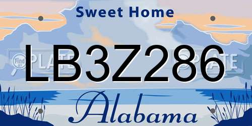 LB3Z286 Alabama License Plate