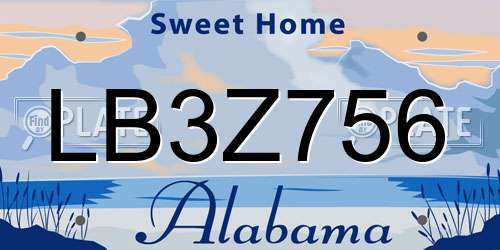 LB3Z756 Alabama License Plate