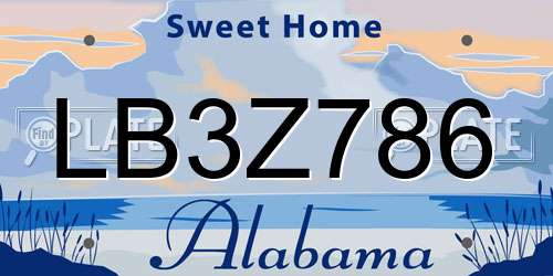 LB3Z786 Alabama License Plate