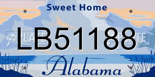 LB51188 Alabama License Plate