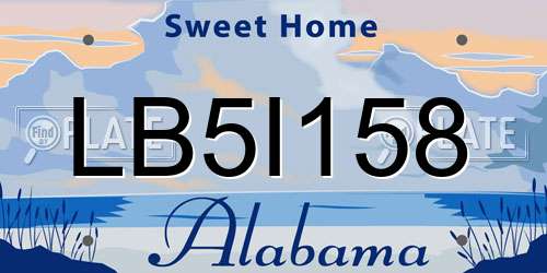 LB5I158 Alabama License Plate