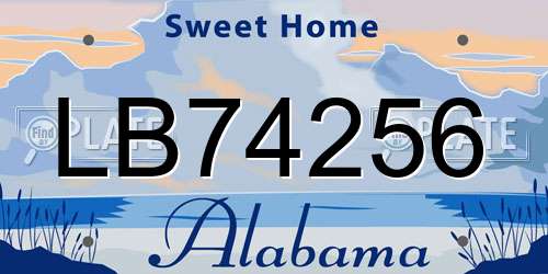 LB74256 Alabama License Plate