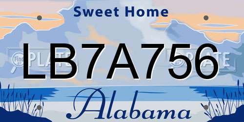 LB7A756 Alabama License Plate