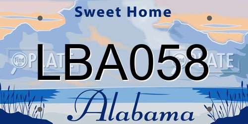 LBA058 Alabama License Plate