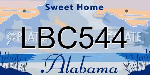 LBC544 Alabama License Plate