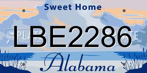 LBE2286 Alabama License Plate