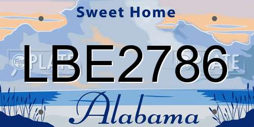 LBE2786 Alabama License Plate