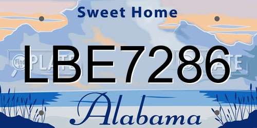 LBE7286 Alabama License Plate