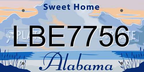 LBE7756 Alabama License Plate