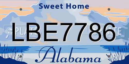 LBE7786 Alabama License Plate